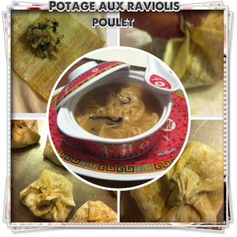 Soupe de raviolis chinois au poulet